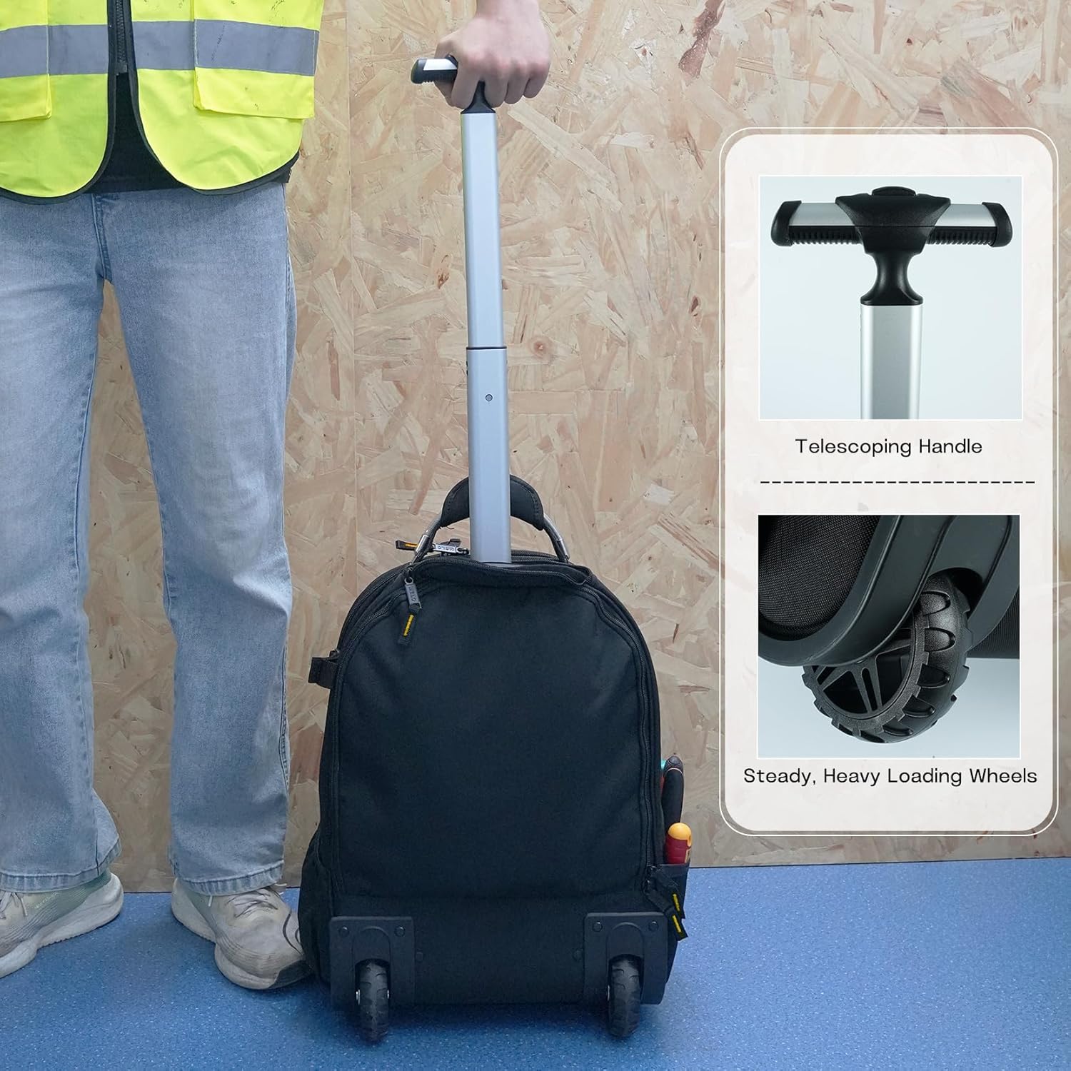 Heavy Duty Wheeled Tool Bag for Pros: Yellow Rolling Toolbox Organizer 7 Heavy Duty Wheeled Tool Bag for Pros: Yellow Rolling Toolbox Organizer - Image 7