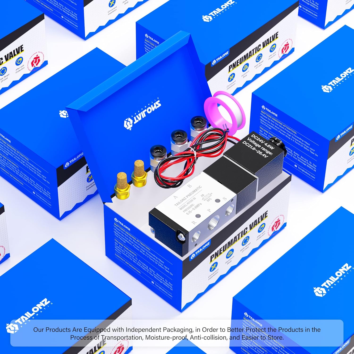 TAILONZ 3/8" NPT 24V Solenoid Valve 4V310-10 - 5-Way Electric Pneumatic Control 6 TAILONZ 3/8" NPT 24V Solenoid Valve 4V310-10 - 5-Way Electric Pneumatic Control - Image 6