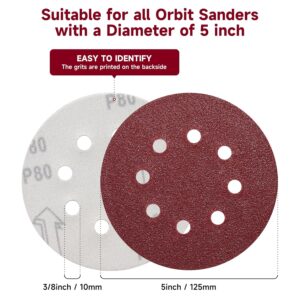 165-Piece 5″ Sanding Discs Set: Multi-Grit Hook and Loop Sandpaper for Random Orbital Sanders