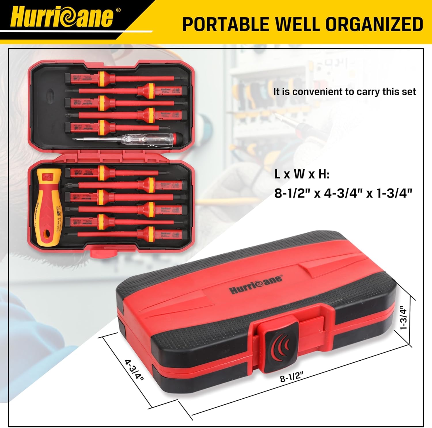 HURRICANE Professional 1000V Insulated Electrician Screwdriver Set 13-PC Magnetic 6 HURRICANE Professional 1000V Insulated Electrician Screwdriver Set 13-PC Magnetic - Image 6