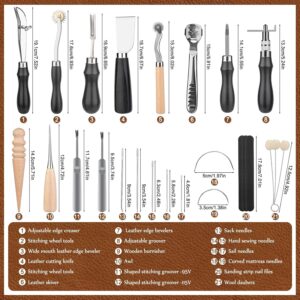 Premium Leather Craft Tool Kit: Beveler, Skiver, Needles for DIY Beginners