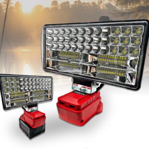 Cordless LED Work Light for Milwaukee 18v Battery，90W 5400ML LED Wide Beam Flood Light with Two USB Charging Port Light for Emergency,Workshop,Garage.(No Battery)