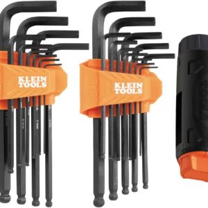 Klein Tools BLS22H Long Ball-End T-Handle Hex Key Wrench Set, 22-Key SAE and Metric, 1/16-Inch to 3/8-Inch, 1.5 to 10 mm