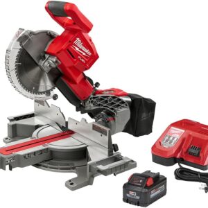 MILWAUKEE M18 Fuel 18v Red Lithium-Ion Brushless Cordless 10in. Dual Bevel Sliding Compound Miter Saw with (1) 8.0 Ah Battery
