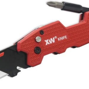 XW Folding Utility Knife with Screwdriver, 5-in-1 Multi-functional Heavy Duty Lock-back Box Cutter