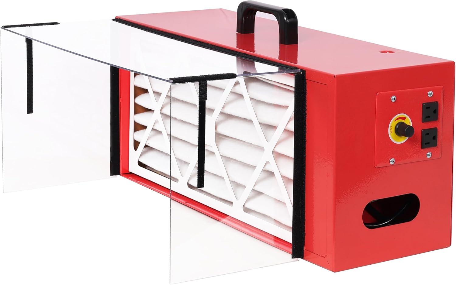 Why We Love the Red Portable Tabletop Dust Collector for Workshops