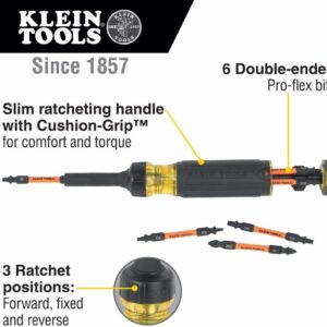 Klein Tools 13-in-1 Ratcheting Impact Screwdriver with Dual-End Bit Set