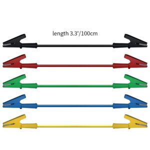 5pcs Insulated Alligator Test Leads – 1m Electrical Jumper Wire Clips