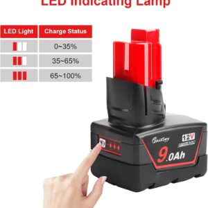 Milwaukee 12V 9Ah Replacement Battery Pack | Long-Lasting Power Tool Battery (2-Pack)