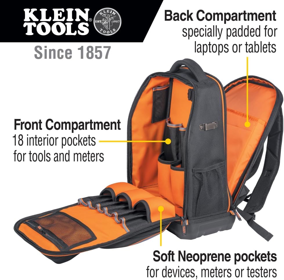 Klein Tools Tech Backpack: 28-Pocket Pro Tool Bag with Charging Port 2 Klein Tools Tech Backpack: 28-Pocket Pro Tool Bag with Charging Port - Image 2