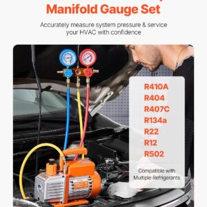 VEVOR 4.5 CFM Professional HVAC Vacuum Pump & Manifold Gauge Kit w/ Leak Detector