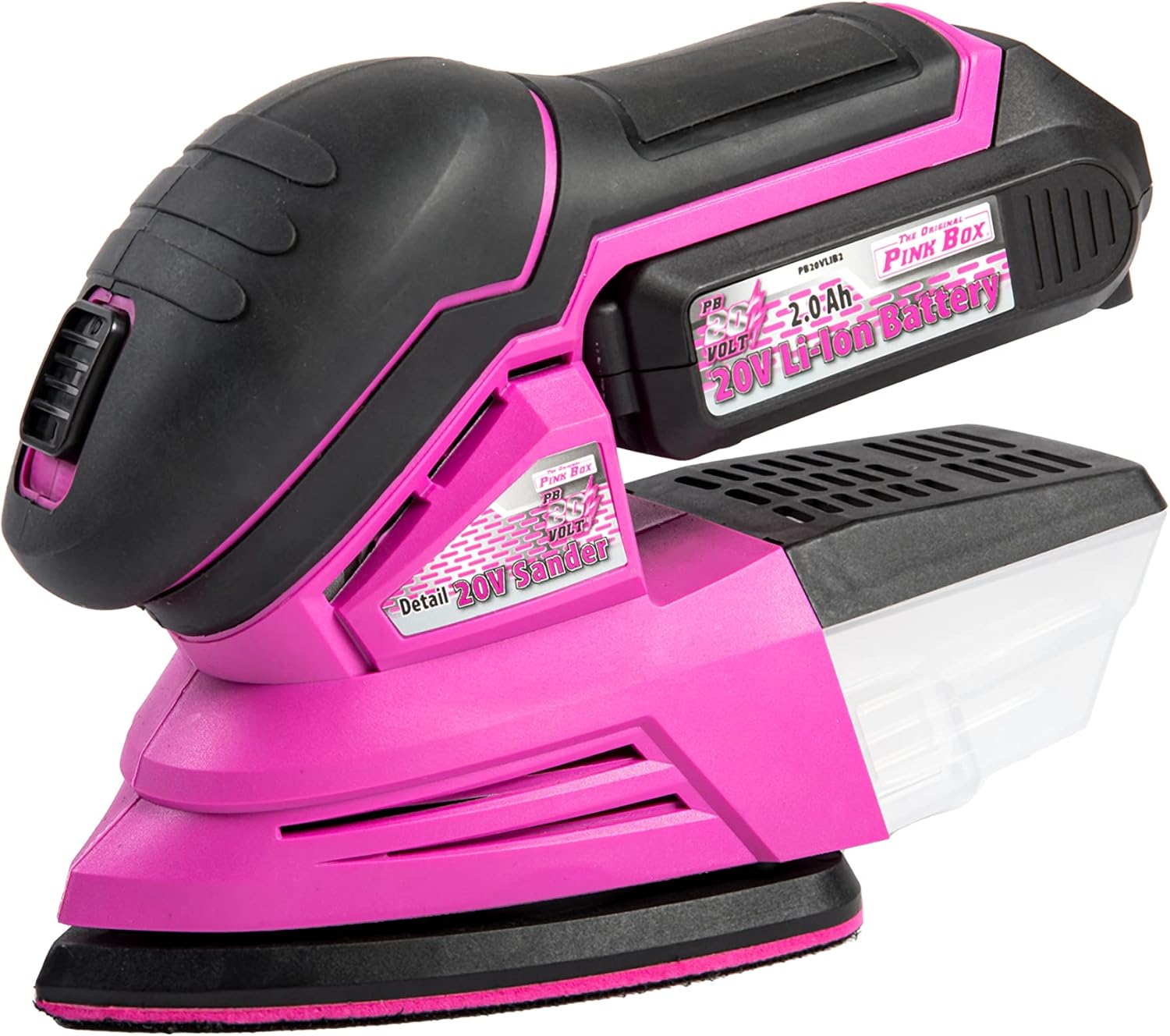 20V Pink Cordless Detail Sander Kit w/ Brushless Motor & 2Ah Battery 1 sander tool pink