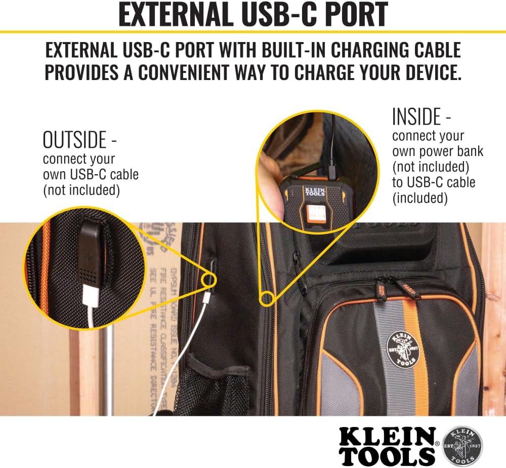 Klein Tools Tech Backpack: 28-Pocket Pro Tool Bag with Charging Port 3 Klein Tools Tech Backpack: 28-Pocket Pro Tool Bag with Charging Port - Image 3