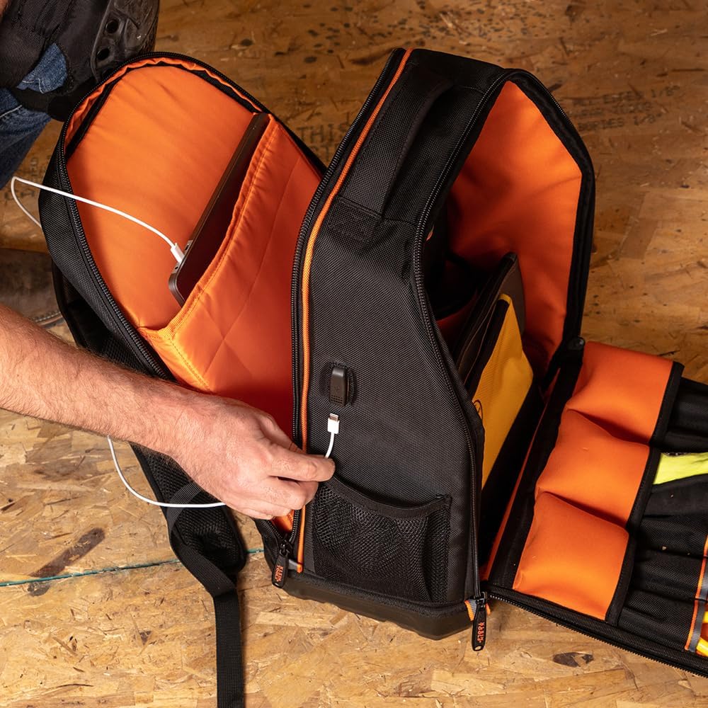 Klein Tools Tech Backpack: 28-Pocket Pro Tool Bag with Charging Port 9 Klein Tools Tech Backpack: 28-Pocket Pro Tool Bag with Charging Port - Image 9