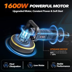 6 Inch Variable Speed Car Buffer Polisher 1600W | 7 Speed Waxer Sander