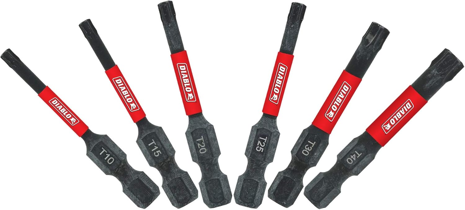 Diablo MaxTorque T-Bit Set 2" | 6-Piece Torx Driver Assortment T10-T40 1 hvac tools bits