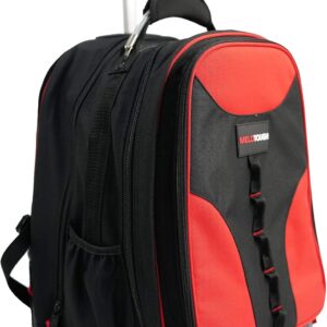 MELOTOUGH Pro Tradesman Rolling Tool Backpack with Laptop Sleeve, Red/Black