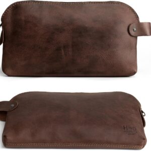 Full Grain Leather Dopp Kit Travel Bag: Handmade Cord Organizer & Tech Accessory Pouch