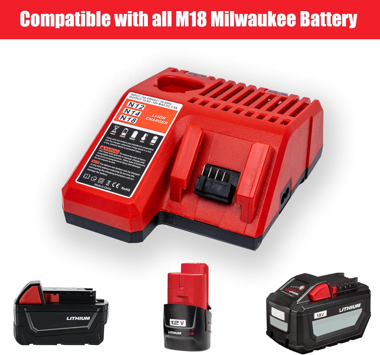 Milwaukee M18 5.0Ah Replacement Battery 2-Pack with Charger | High-Performance Lithium-Ion 3 Milwaukee M18 5.0Ah Replacement Battery 2-Pack with Charger | High-Performance Lithium-Ion - Image 3