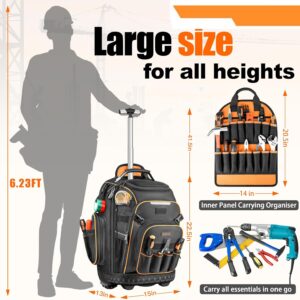 Pro Rolling Tool Backpack – Heavy Duty Wheels for Electricians & HVAC