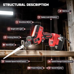 Milwaukee Compatible Cordless Brushless Reciprocating Saw with 4 Blades