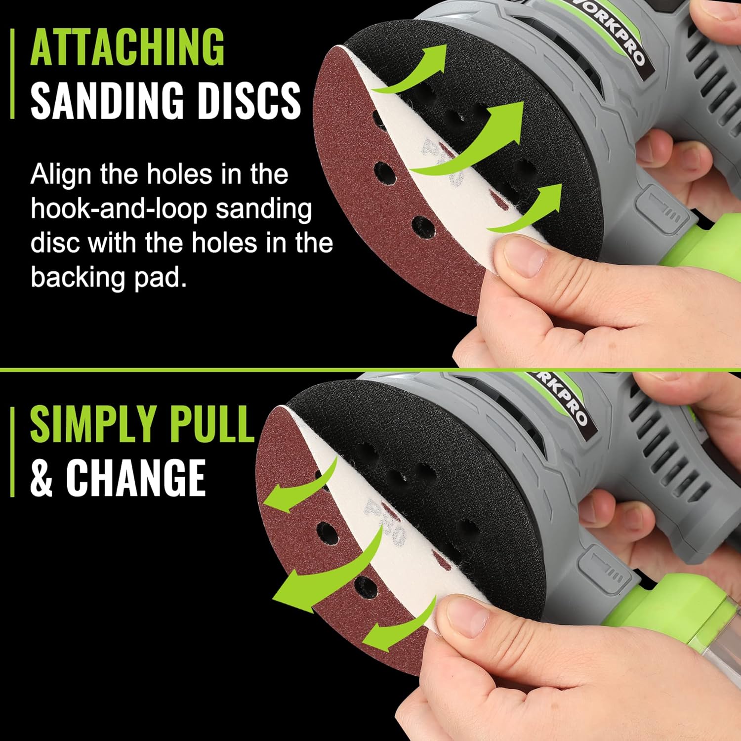 WORKPRO 5" Random Orbit Sander | 6 Speeds 7000-14000 RPM | Wood Polishing Tool 7 WORKPRO 5" Random Orbit Sander | 6 Speeds 7000-14000 RPM | Wood Polishing Tool - Image 7