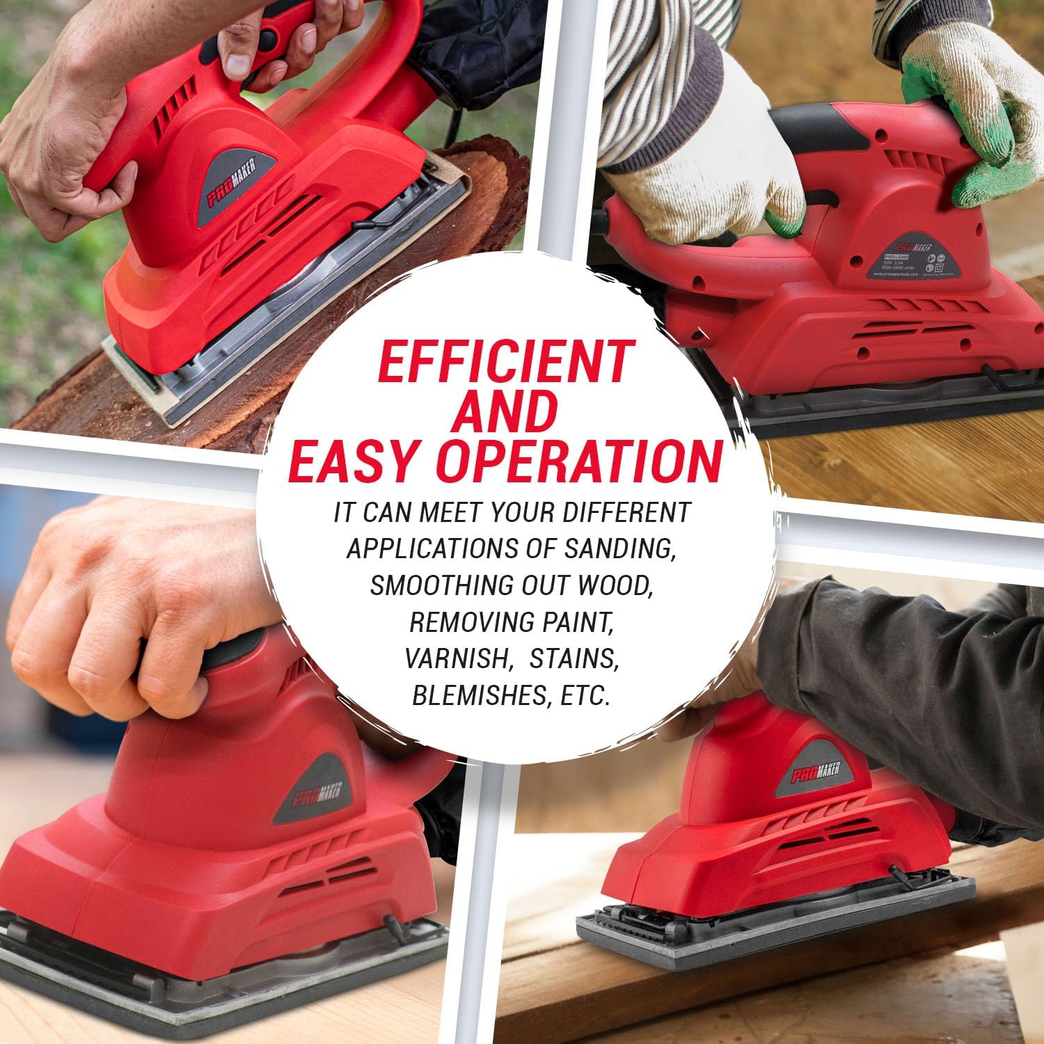PROMAKER 2.5A Corded Palm Sander, 6-Speed Woodworking Tool w/ Sandpaper 5 PROMAKER 2.5A Corded Palm Sander, 6-Speed Woodworking Tool w/ Sandpaper - Image 5