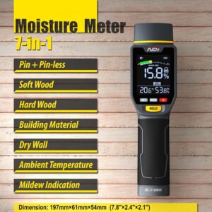 NDI 7-in-1 Professional Moisture Meter: Pin & Non-Invasive Scanner for Drywall & Wood