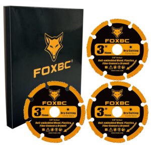 FOXBC 3 Inch Cut Off Wheels, Carbide Grit Multi Material Cut Off Disc for Woods, Plastics, Fiber Cement or Drywall with 3/8" Arbor - 3 Pack