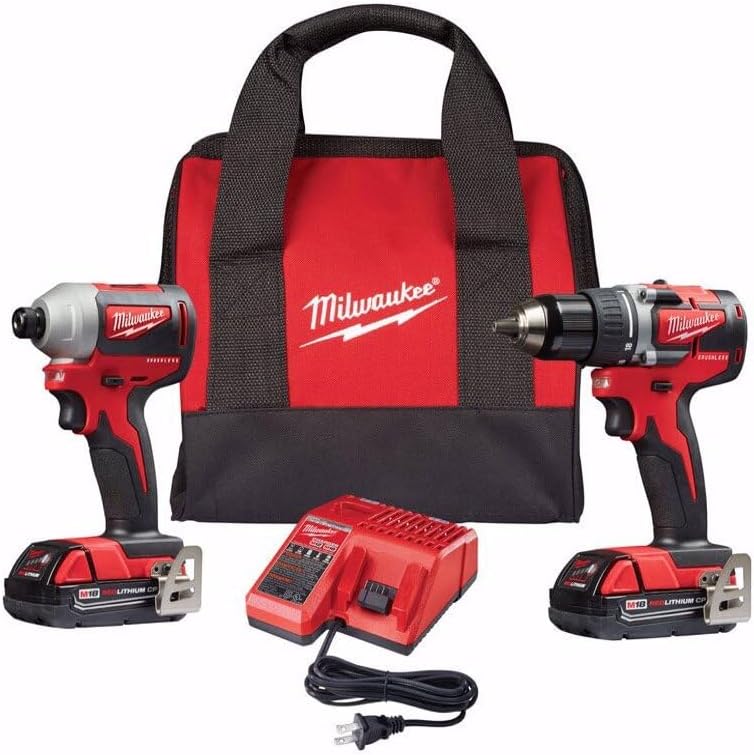 Milwaukee M18 Brushless Drill/Impact Driver Combo Kit - Compact Powerful 2-Tool Set 1 Milwaukee 2892-22CT M18 Compact Brushless 2-Tool Combo Kit, Drill Driver/Impact Driver