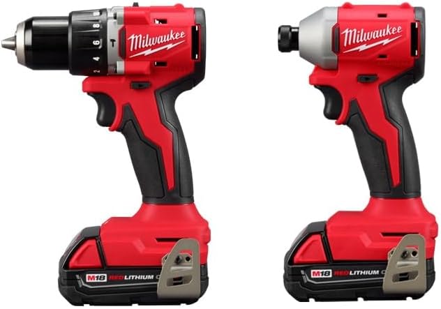 Milwaukee M18 Brushless Hammer Drill & Impact Driver Combo Kit | 18V Cordless Power Tools 1 Milwaukee 3610-22CT M18 18V Li-ion Brushless Cordless Compact Hammer Drill/Impact Combo Kit (2-Tool) (New Gen), Red