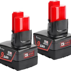 waitley 2 Pack 12V 9Ah Replacement Battery Compatible with Milwaukee 12V Power Tools