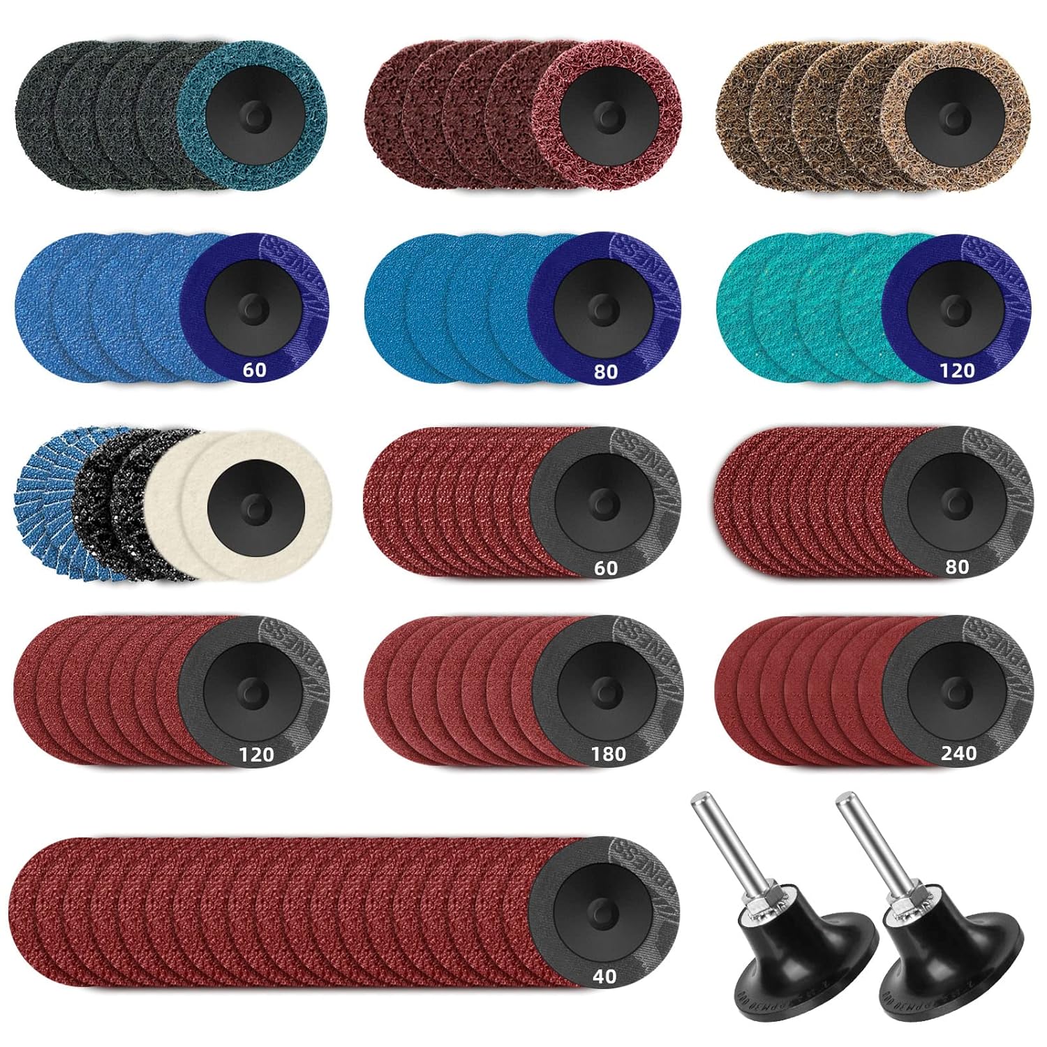 108PC 2" Quick Change Sanding Disc Set for Grinder | Surface Prep & Paint Removal 1 108Pcs Sanding Discs Set 2 inch Quick Change Disc with 1/4 inch Holder Surface Conditioning Disc for Die Grinder Surface Prep Strip Grind Polish Burr Finish Rust Paint Removal