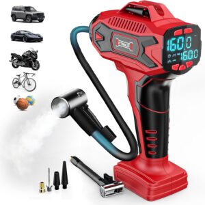 160PSI Cordless Tire Inflator Air Compressor Compatible with Milwauke 18V Battery, Portable Air Pump with Digital Pressure Gauge, Fast Inflation for Cars Motorcycles Bikes Balls(Bare Tool)