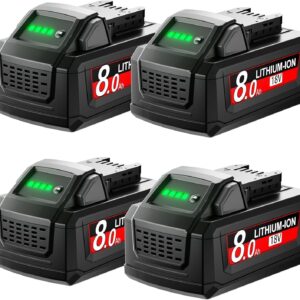 4Pack Replacement for Milwaukee M18 Battery 18V Lithium 8.0Ah Compatible with 48-11-1815 48-11-1820 48-11-1840 48-11-1850 48-11-1860 Cordless Tools