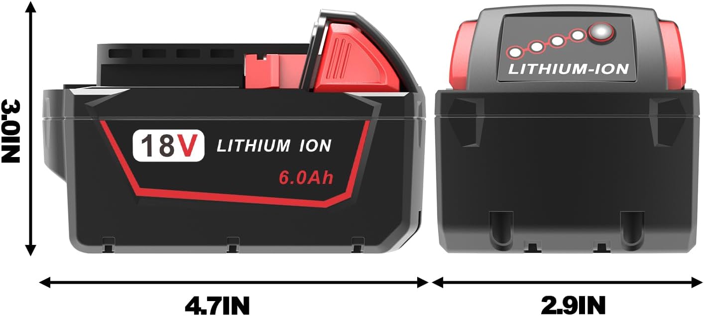 Milwaukee M18 6.0Ah Battery 2-Pack | High Capacity 18V Replacement Batteries 7 Milwaukee M18 6.0Ah Battery 2-Pack | High Capacity 18V Replacement Batteries - Image 7