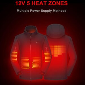 DEWBU Men’s Heated Jacket | 12V Battery & Detachable Hood | Winter Coat