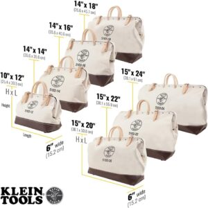 Klein Tools 16″ Canvas Tool Bag: Heavy Duty, Leather Handles, Wide Opening Tote