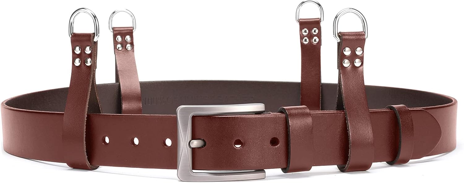 Professional Leather Tool Belt Suspender Loops Heavy Duty 4-Piece Brown Strap Set 2 Professional Leather Tool Belt Suspender Loops Heavy Duty 4-Piece Brown Strap Set - Image 2
