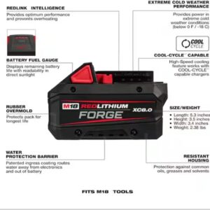 Milwaukee M18 XC8.0 REDLITHIUM FORGE 18V High-Capacity Battery Pack