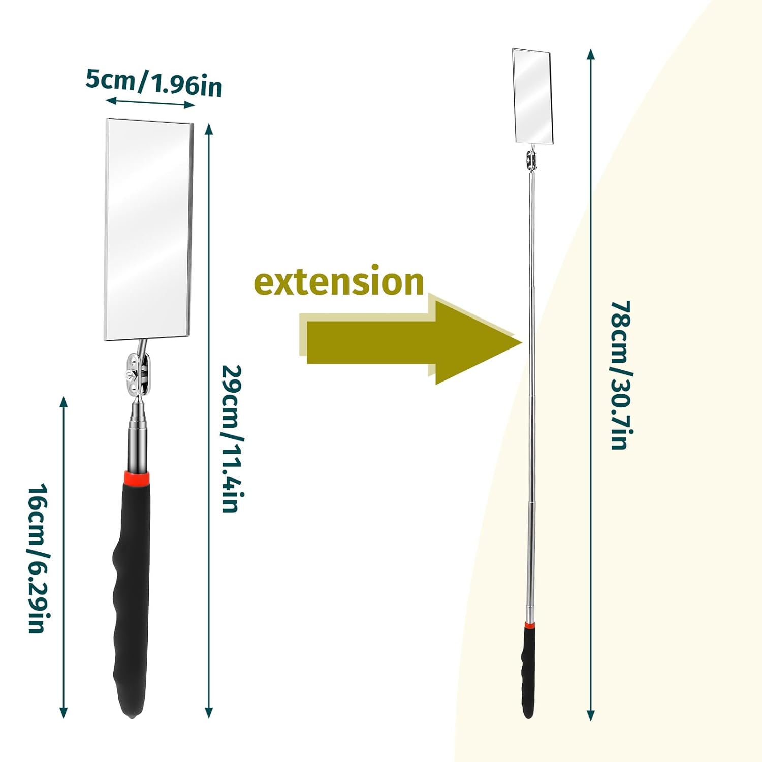 Telescoping Vehicle Inspection Mirror: 30.7" Extended Reach Car Tool 2 Telescoping Vehicle Inspection Mirror: 30.7" Extended Reach Car Tool - Image 2