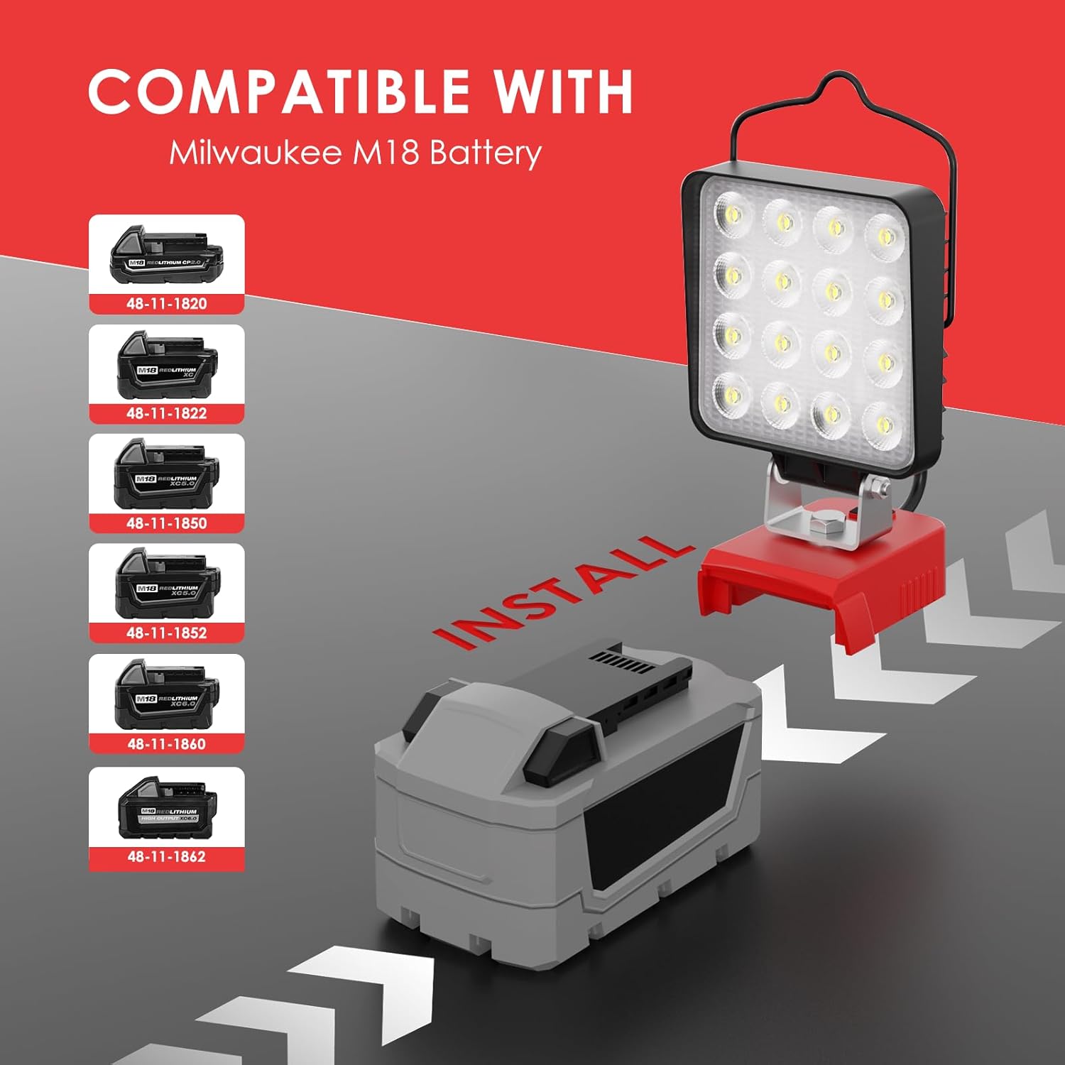 Milwaukee M18 Cordless LED Work Light 76W 10000LM Waterproof Portable Jobsite Lamp 3 Milwaukee M18 Cordless LED Work Light 76W 10000LM Waterproof Portable Jobsite Lamp - Image 3