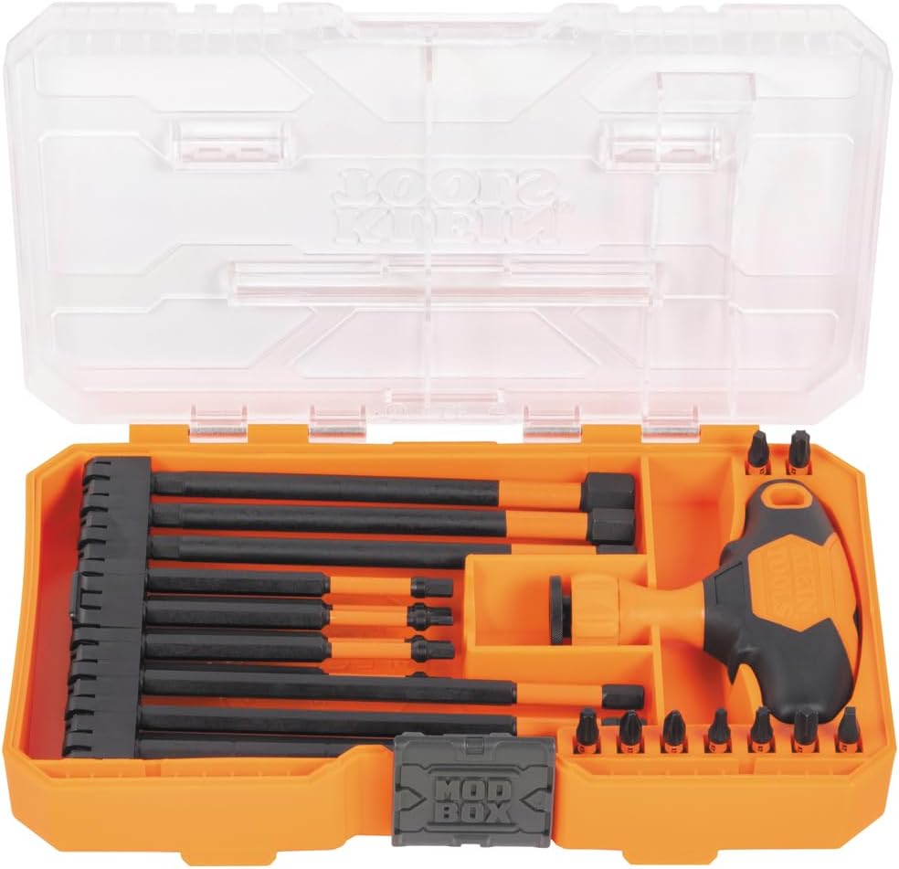 Klein Tools Professional Ratcheting T-Handle Bit Set, SAE/Metric/TORX, Impact-Rated Magnetic 1 hvac tools on sale and clearance