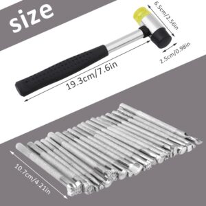 21PCS Leather Stamping Kit – Carving Tools with Rubber Hammer & Stamp Set