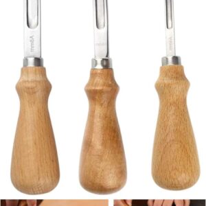 wan Leather Edge Skiving Beveler Tool Set, Wide Mouth Leathercraft Edge Skiving Beveler Leather Edge Trimmer with Wooden Handle Three Sizes(4mm,6mm and 8mm)
