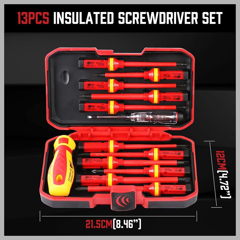 Professional Electrical Screwdriver Set | 1000V Insulated VDE Certified | 13-Piece CRV Magnetic Tips 5 Professional Electrical Screwdriver Set | 1000V Insulated VDE Certified | 13-Piece CRV Magnetic Tips - Image 5