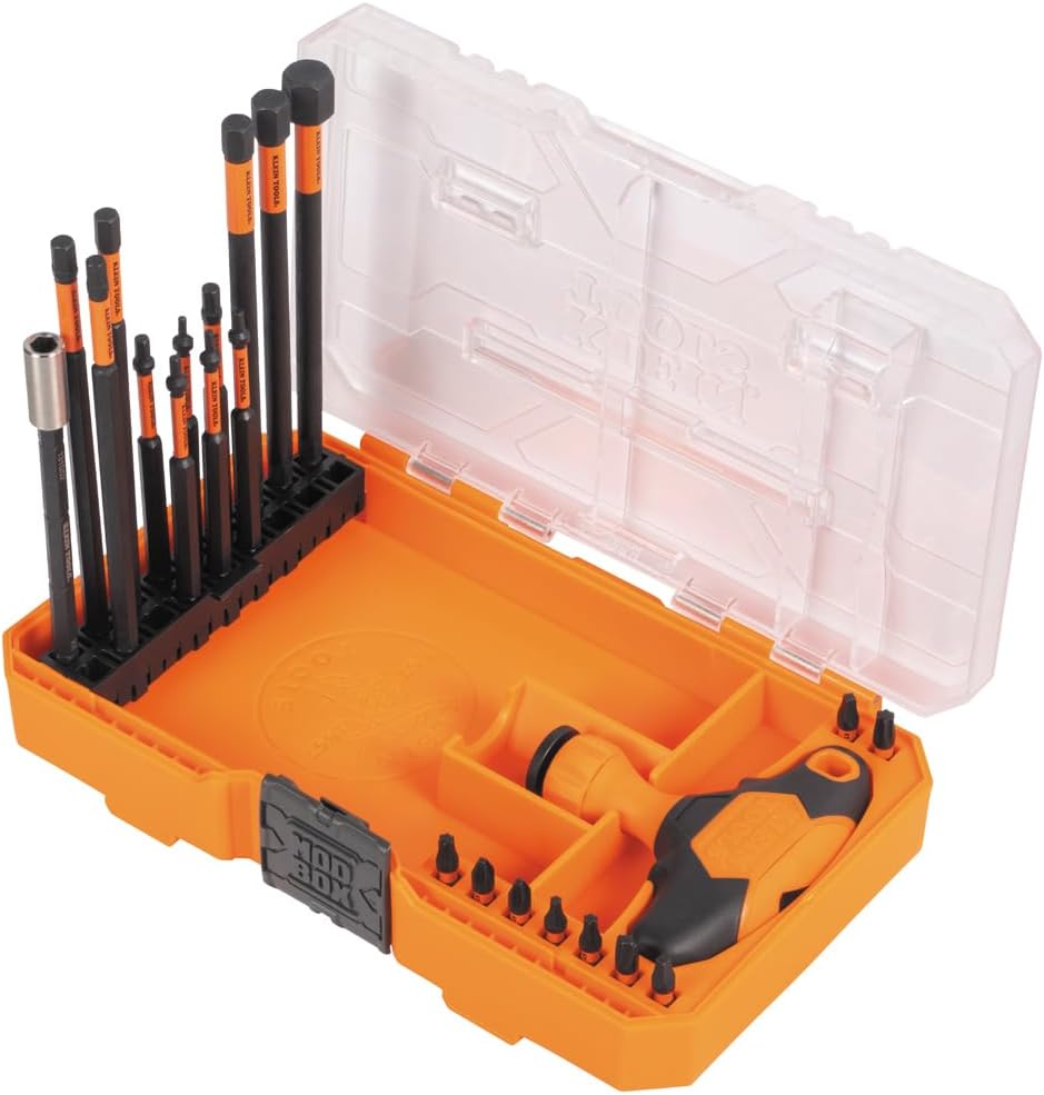 Klein Tools Professional Ratcheting T-Handle Bit Set, SAE/Metric/TORX, Impact-Rated Magnetic 10 Klein Tools Professional Ratcheting T-Handle Bit Set, SAE/Metric/TORX, Impact-Rated Magnetic - Image 10