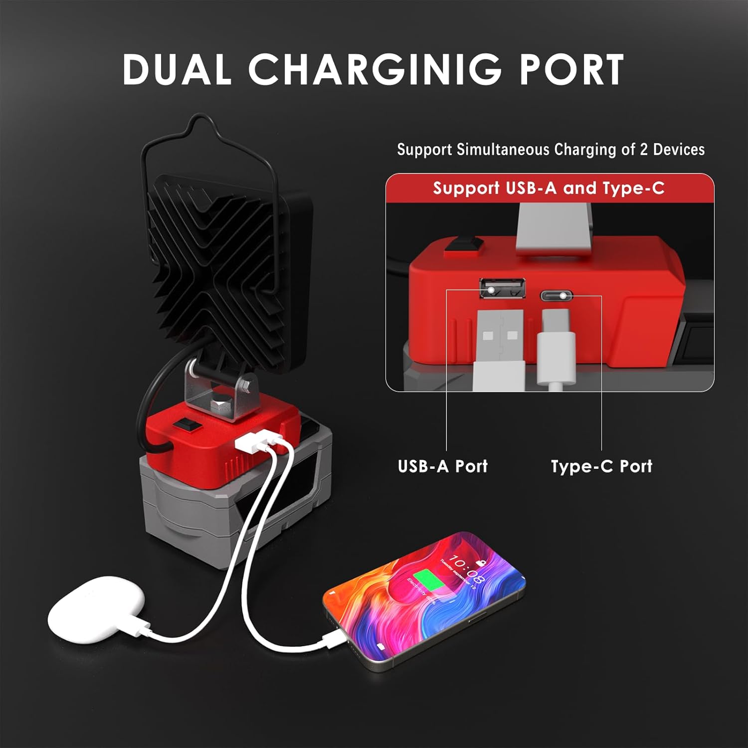 Milwaukee M18 Cordless LED Work Light 76W 10000LM Waterproof Portable Jobsite Lamp 5 Milwaukee M18 Cordless LED Work Light 76W 10000LM Waterproof Portable Jobsite Lamp - Image 5