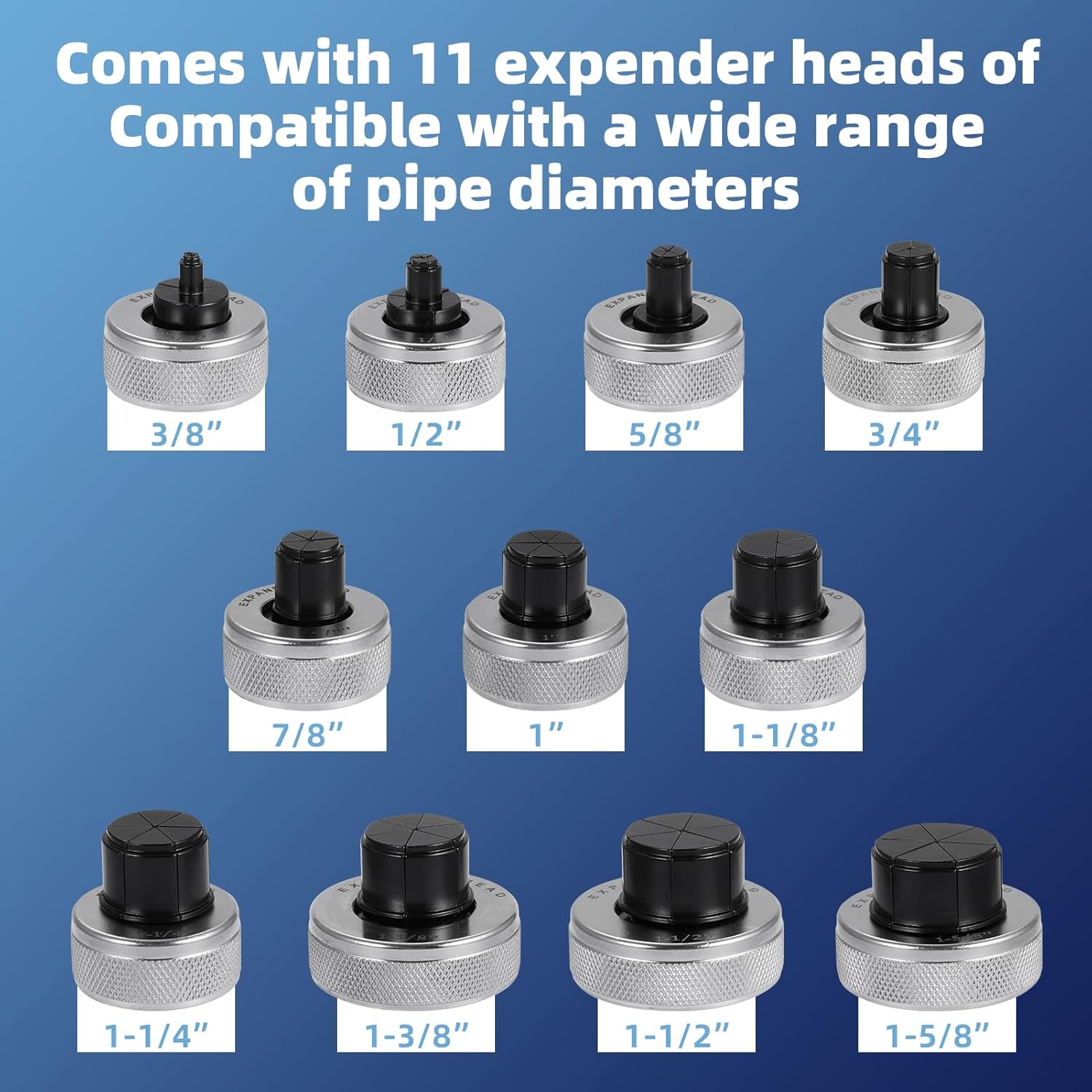 Professional HVAC Hydraulic Tube Expander Kit: 11 Heads for 3/8-5 1/8" Copper 3 Professional HVAC Hydraulic Tube Expander Kit: 11 Heads for 3/8-5 1/8" Copper - Image 3