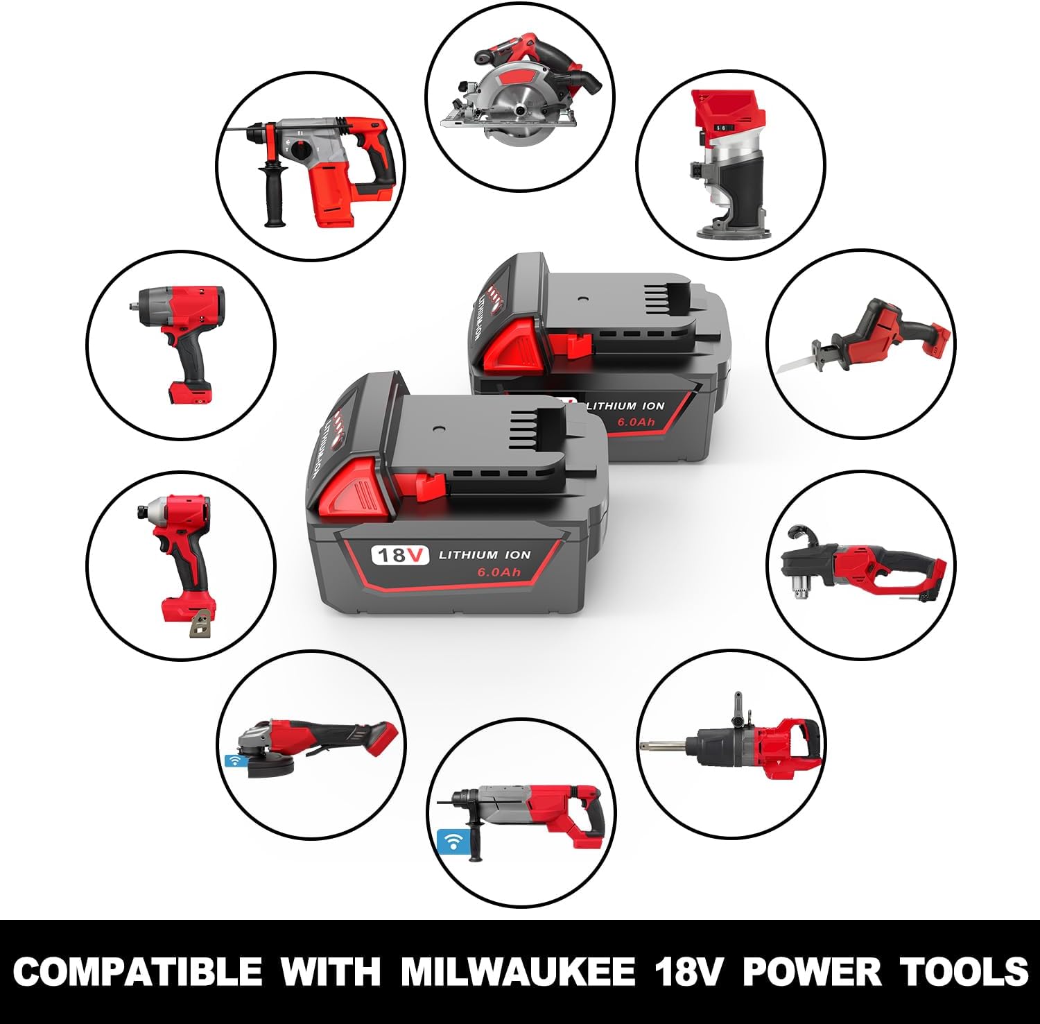 Milwaukee M18 6.0Ah Battery 2-Pack | High Capacity 18V Replacement Batteries 5 Milwaukee M18 6.0Ah Battery 2-Pack | High Capacity 18V Replacement Batteries - Image 5